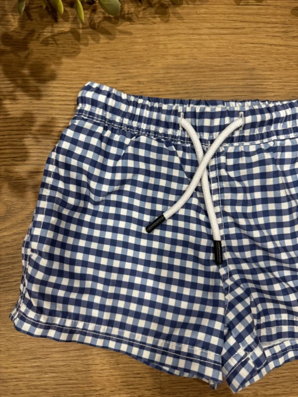 Maamgic Boys 2T Blue Gingham Check Swim Trunks Shorts